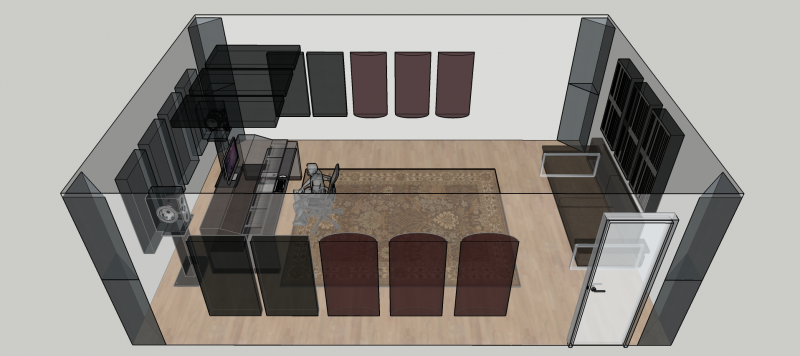 Home Recording studio example sketch GIK Acoustics Treated Room with PolyFusors and Bass Traps