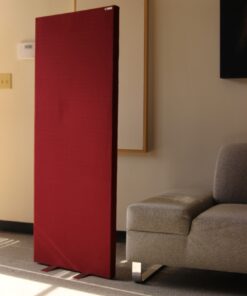 freestand acoustic panel in room with couch