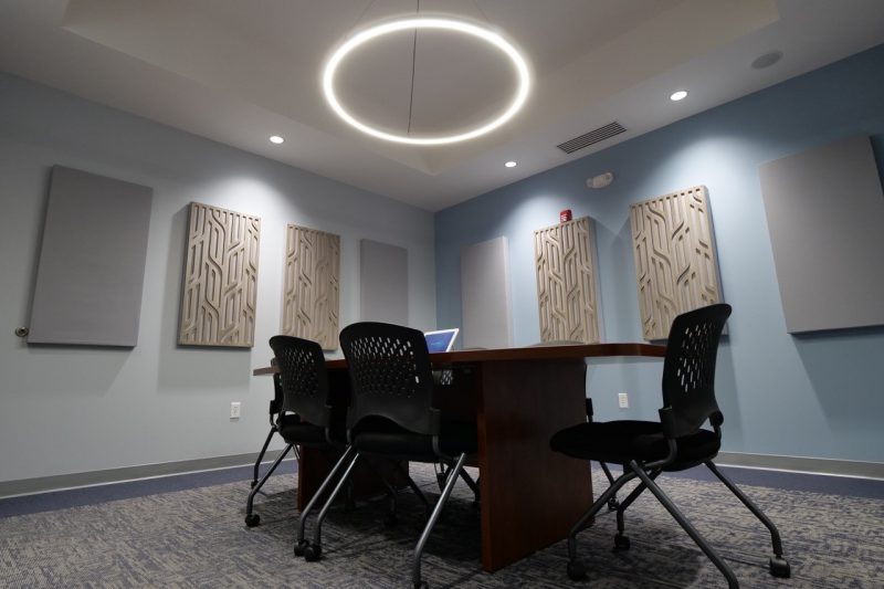 GIK Acoustics using Acoustic Panels in Conference Room with decorative acoustic panels