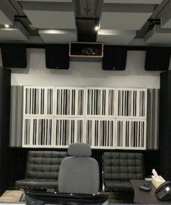 GIK Acoustics Alpha Series 1D in black with white plate in studio on back wall