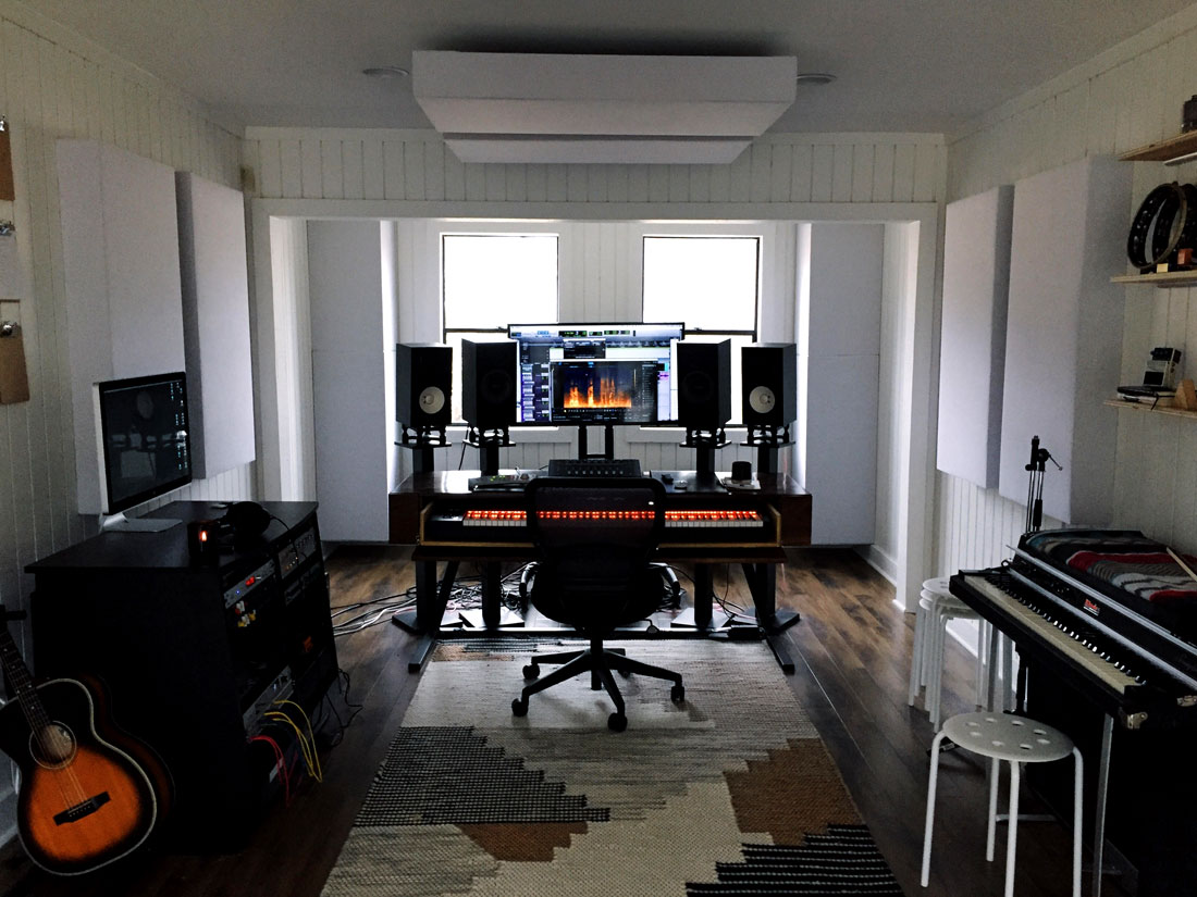 Home studio with bass traps GIK Acoustics