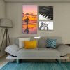 Galllery quality sound absorbing canvas prints in multiple sizes above couch in residential or office